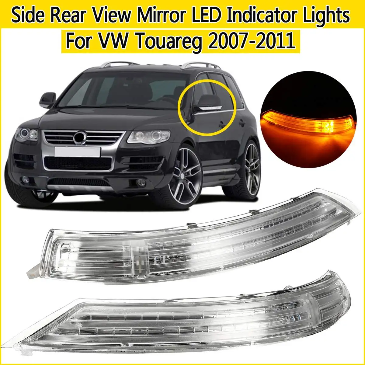 Боковое зеркало заднего вида светодиодный указатель поворота Янтарный левый/правый для VW Touareg 2007 2008 2009 2010 2011 7L6949101C/7L6 949102C