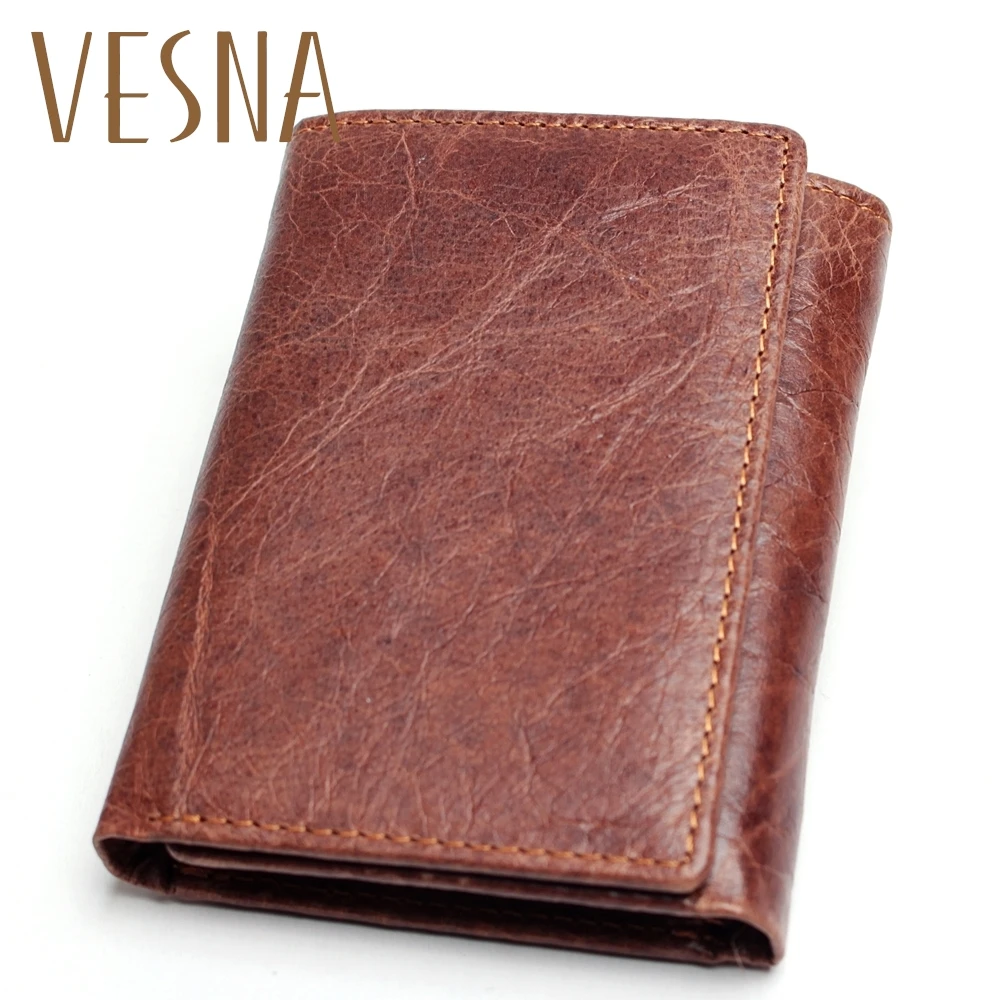 Vesna RFID Wallet Antitheft Scanning Leather Hasp Leisure Men's Slim Mini Case Credit Card Trifold Purse | Багаж и сумки