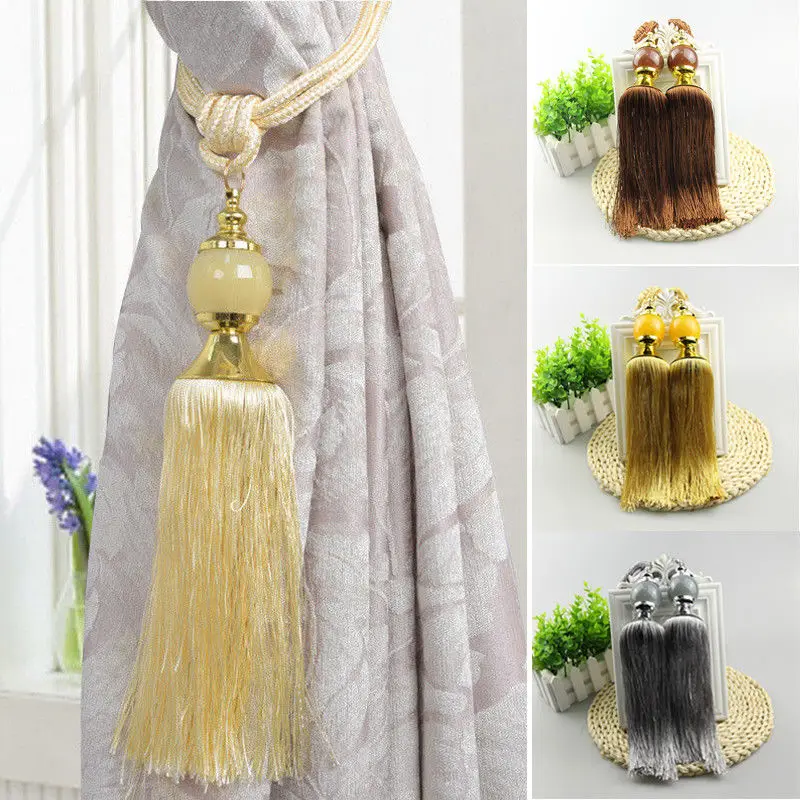 New 1 Pair Home Curtain Ball Cips Rope Tassels Tie Backs Buckle Belt Hanging Decor | Дом и сад