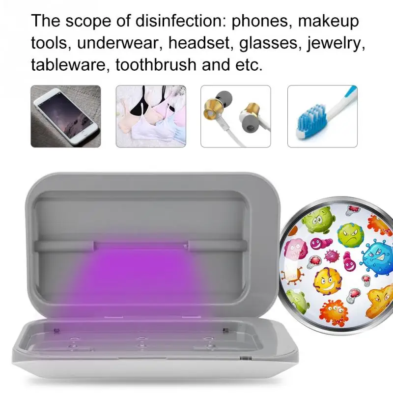

Double Antibacteria UV Light Disinfection Toothbrush For Phone MP3 Sterilizer USB Charging Sterilizer Cleaner Cosmetic Brush Box