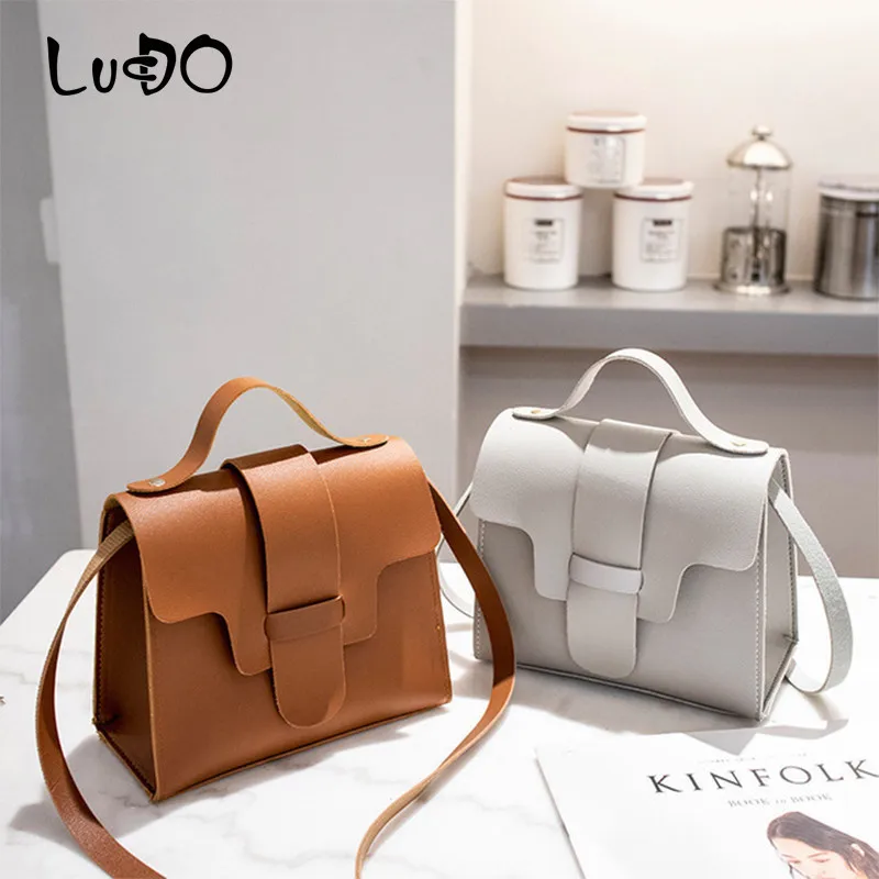 

LUCDO Fashion Women Retro Messenger Bags Leather Small Female Sweet Candy Macarons Color Clamshell Crossbody Shoulder Bag Mini