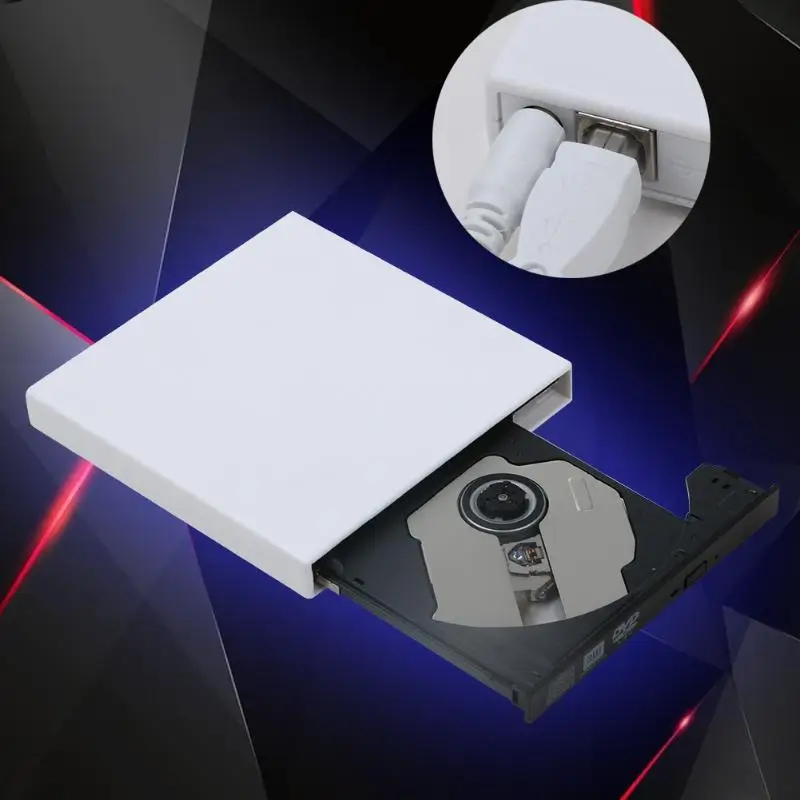  USB 2.0 External CD-Rom/CD-RW/Combo/DVD-Rom Burner Drive Writer with USB Data Cable for Mac Laptop 