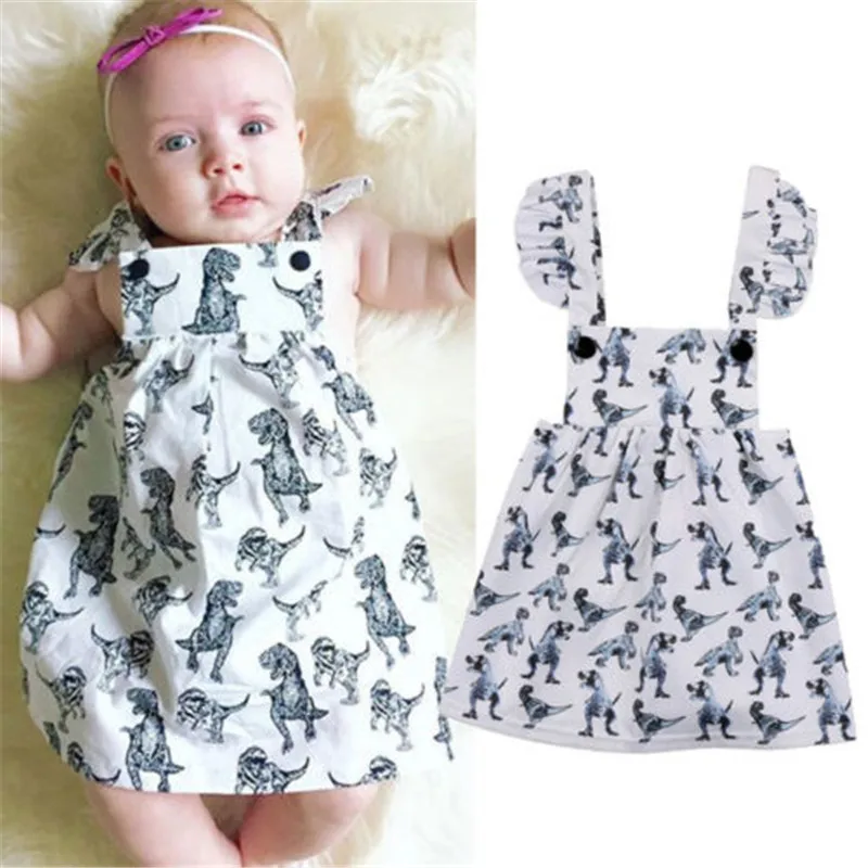 0 24M Newborn Cotton Clothes Cute Toddler Baby Girl Dinosaur Dress