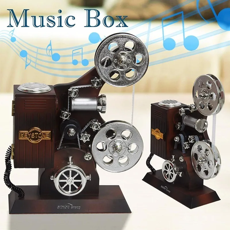 Retro Movie Projector Music Box Creative Gift For Friend Family Office Home Decoration Jewelry