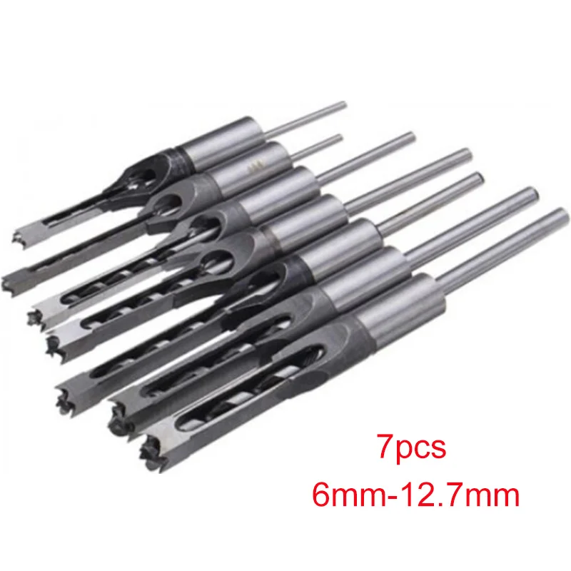 

7pcs 6-12.7mm Square Hole Drill Bits Assorted Tool Mortising Woodworking Opener