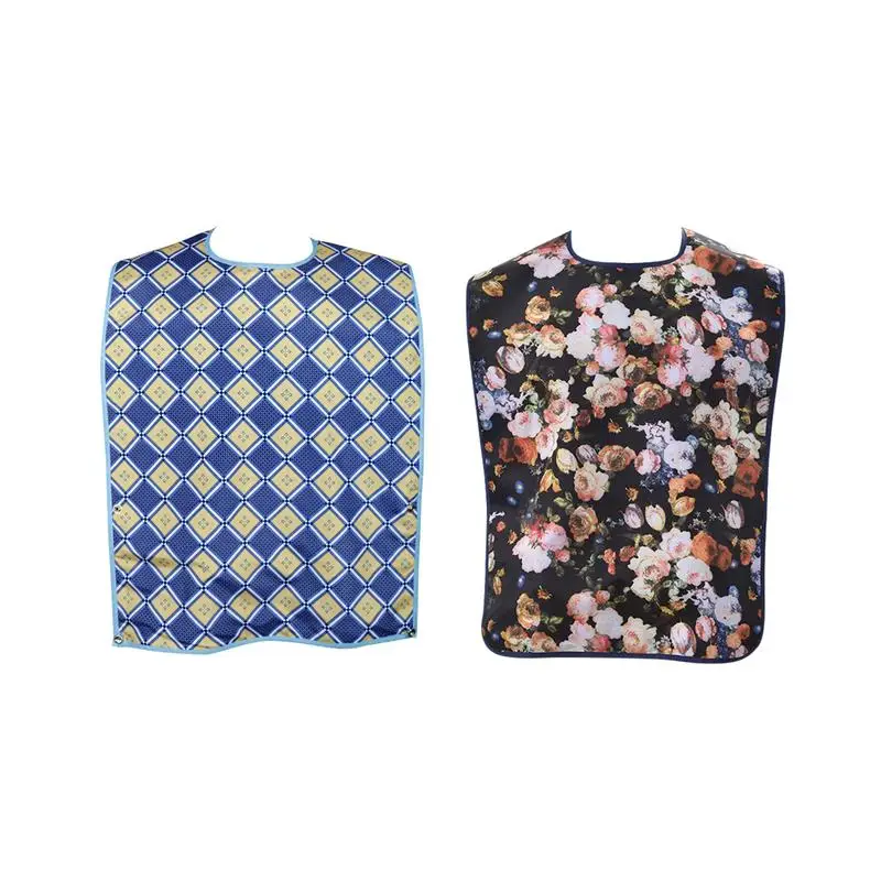 

Printed Bib Adult Saliva Towel Seniors Eating Pockets Lunch Clothes Protector Supplies Double-layer Convenience Waterproof Bib