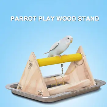 

Portable Parrot Wooden Stand Desktop Bird Grinding Perch Table Platform Birdcage Training Toy for Budgies Parakeets Cockatiels