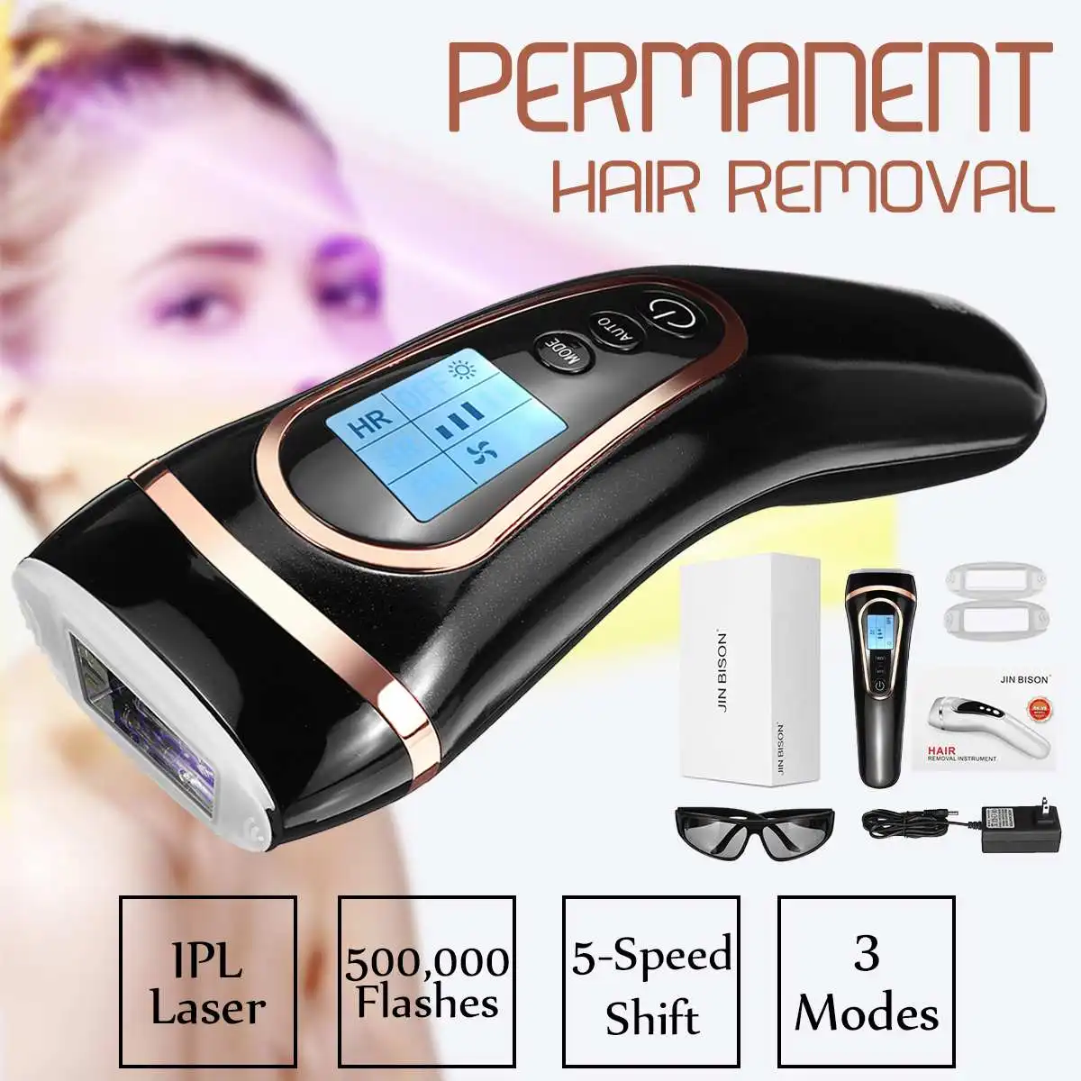 

5 Levels IPL Laser Hair Removal Device Permanent Hair Removal 500000 pulsed IPL laser Epilator Armpit Hair Removal Machine