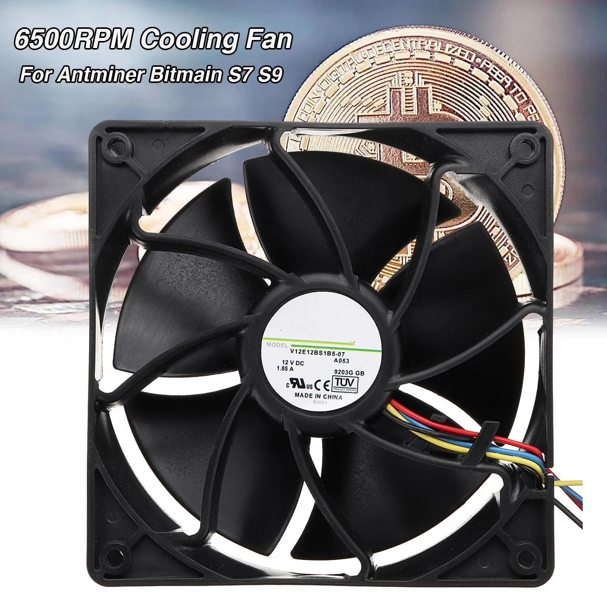 

6500RPM Cooling Fan Replacement 4-pin Connector PWM Temperature Control For Antminer Bitmain S7 S9 Black 12V/1.85A