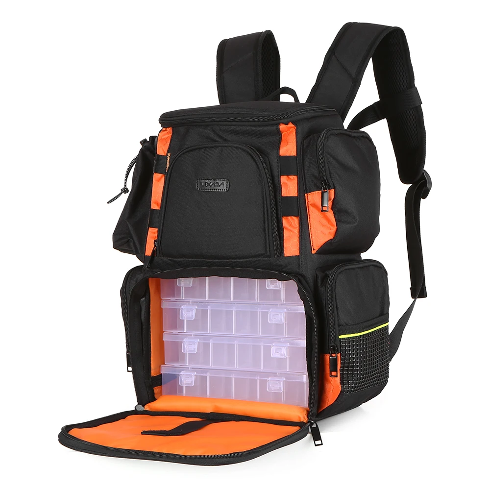 

Lixada Fishing Tackle Bag Backpack Fishing Lures Bait Box Storage Bag with 4 Fishing Tackle Boxes Fishing Accessories