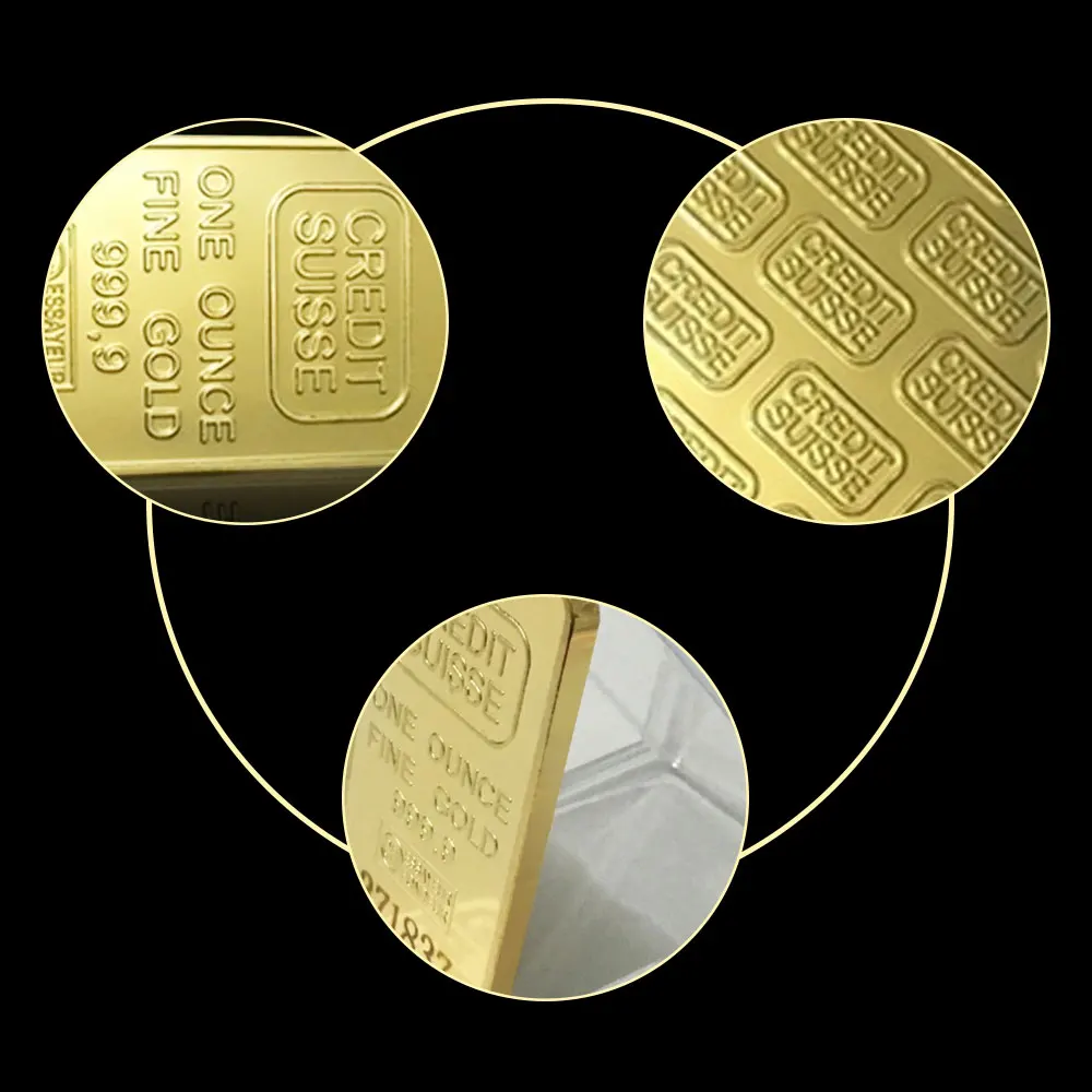 24 K позолоченное украшение квадратной формы домашний декор Швейцарский слиток золота сувенирная монета подарок памятные монеты современные поделки