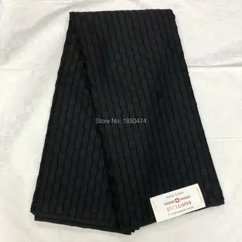 

New 5 Yards African Swiss Lace voile Lace 100% Cotton Black Fabric High Quality Embroidered Cotton Lace Fabric For Wedding Dress