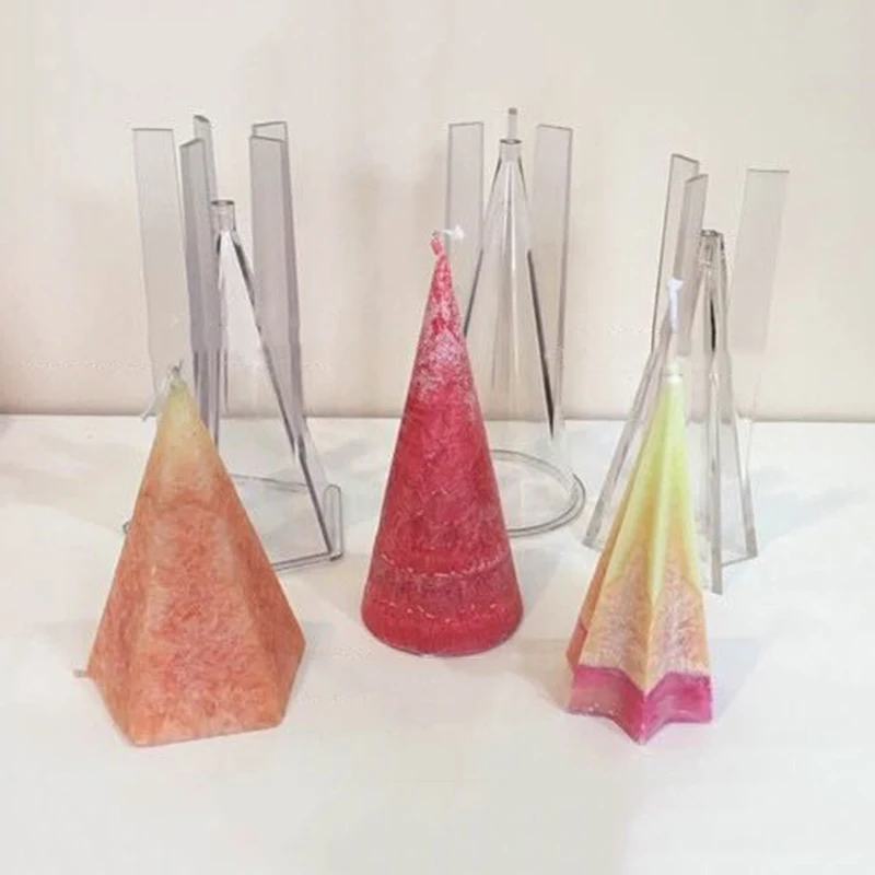 

DIY Handmade Candle Mold Cone Clear Plastic Candle Making Model Reusable dried flower tealight scented candles making mould