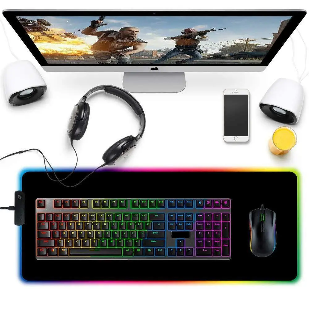 

DSstyles Large RGB Colorful LED Lighting Gaming Mouse Pad Mat for PC Laptop