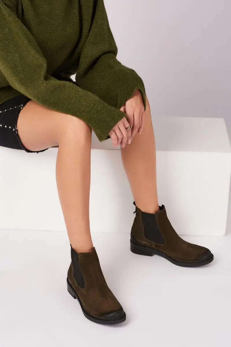 

Bambi Genuine Leather Green Women 'S Boots E0200340302