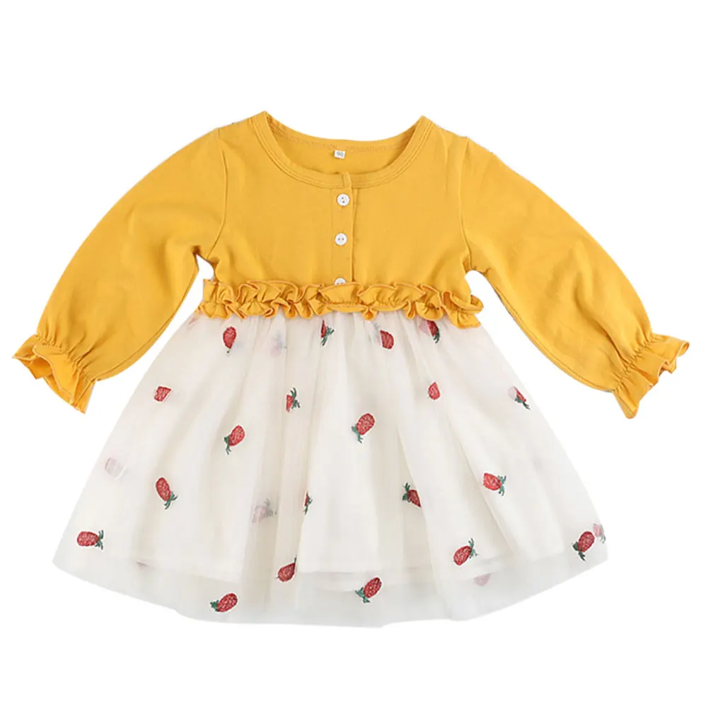 

Spring Autumn Girls Dress Baby Blouse Dress Kids Cotton Children Vestidos Floral Sleeve Chiffon Patch Dresses for Baby Clothes