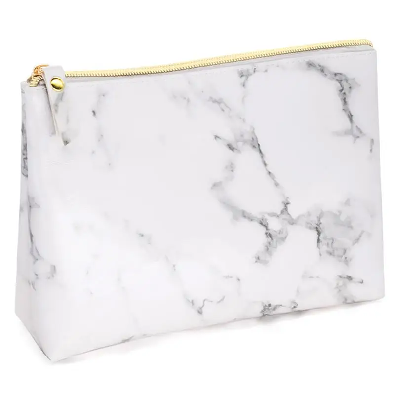  Portable Marble Cosmetic Bag Ladies Make Up Travel Case PU Leather Makeup Brushes Organizer Storage