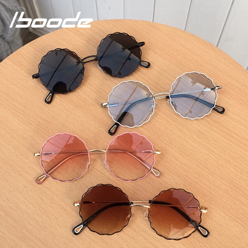 

iboode 2019 Round Kids Sunglasses Boys Girls Fashion Steampunk Metal Eyewear Children Goggles UV400 Sun Glasses oculos infantil