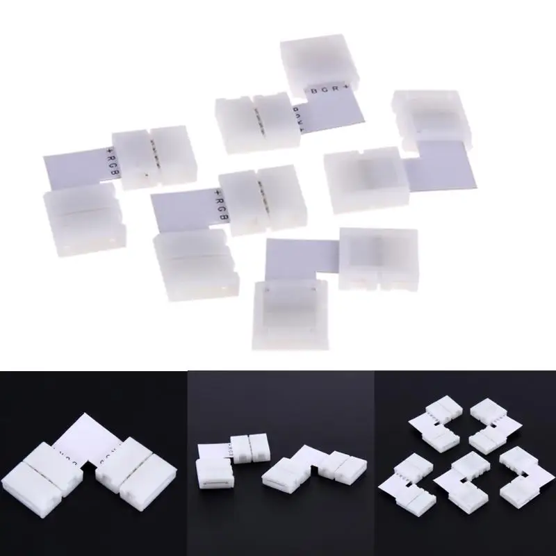 

10x Clip-on L Shape 4Pin 5050 LED RGB String Solderless Coupler Connectors