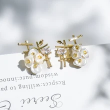 Vanssey, Ретро стиль, ручная работа, сетка, натуральный жемчуг в стиле барокко, кубический цирконий, латунь, серьги-гвоздики, аксессуары для женщин, новинка