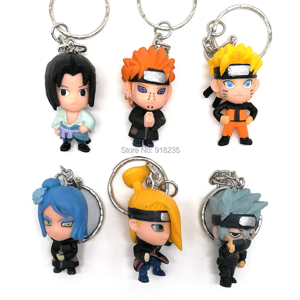 

6PCS Japan Anime Naruto Uzumaki Sasuke Kakashi 4CM PVC Action Figure For Kids Keychain Toys SYNN