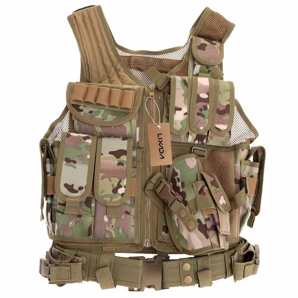 

LIXADA Men Tactical Vest Airsoft Vest Military Molle Combat Assault Plate Carrier Tactical Vests Outdoor Jungle CS Vests