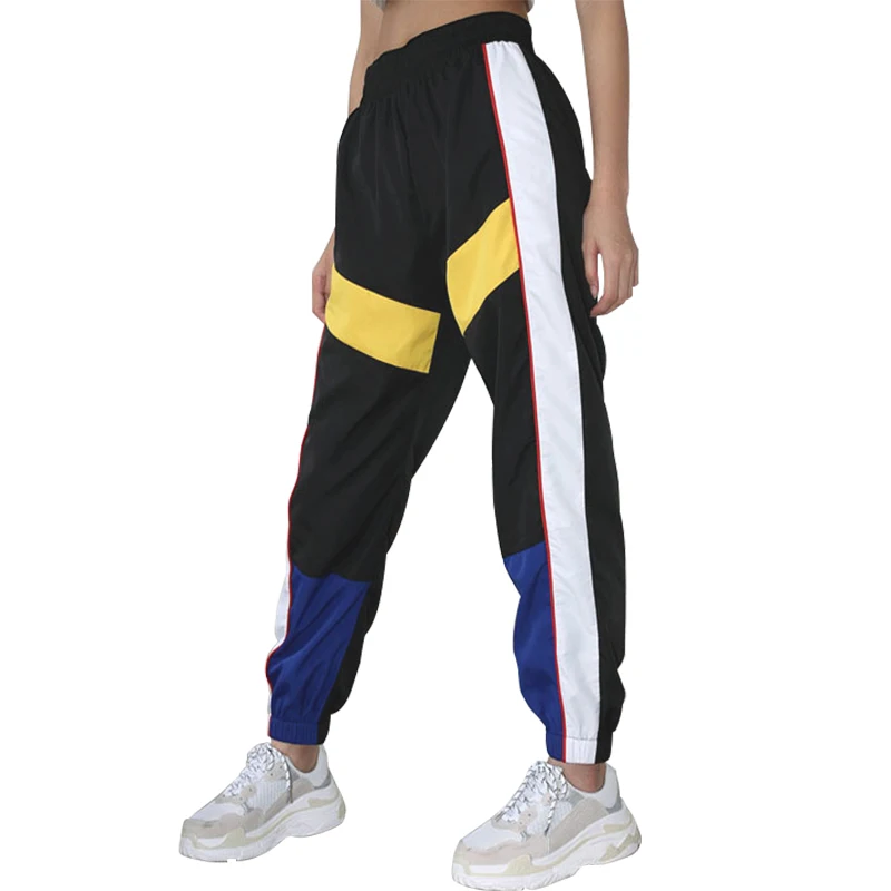 

Summer Women Splice Sweatpants High Waist Contrast Color Cargo Pants Loose Jogger Running Trousers Streetwear