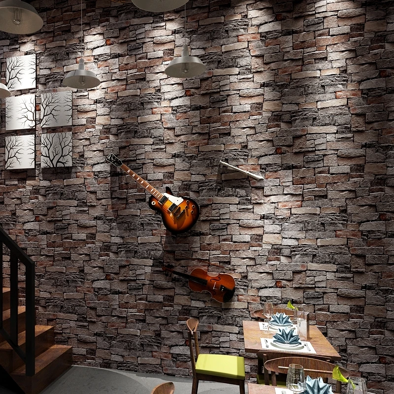 New Vintage Pvc Waterproof Brick Pattern Hair Salon Wall Papers Roll