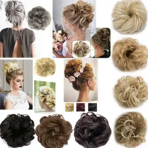 Curly Messy Bun Hair Piece Scrunchie Updo Cover Hair Extensions