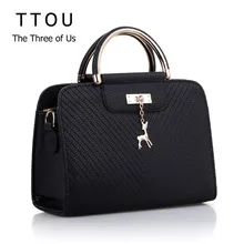 TTOU элегантная сумка женская сумка из искусственной кожи Большая вместительная сумка через плечо Повседневная Сумка-тоут простая ручная сумка с верхней ручкой декор в виде оленя