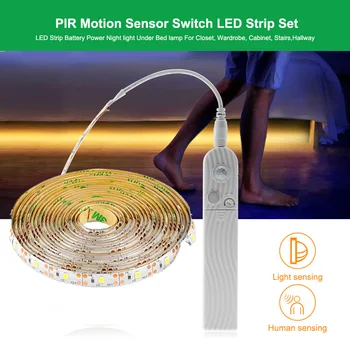 

LED Night Lights With PIR Motion Sensor 1M 2M 3M AAA Battery Power Flexiable LED Strip Lamp Wardrobe Cabinet Stairs Lights