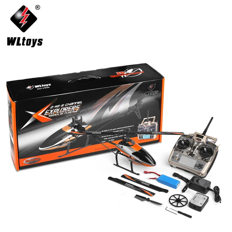 (In stock) Original WLtoys V950 Big Helicopter with Brushless motor 2.4G 6CH 3D6G System Brushless  Flybarless RC Helicopter RTF