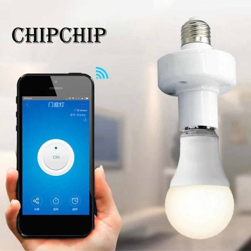 

QIACHIP Wireless Smart Light LED Lamp Bulb Holder RF WiFi 433MHz Smart Home App Timer For IOS Android Remote Control Switch DS15