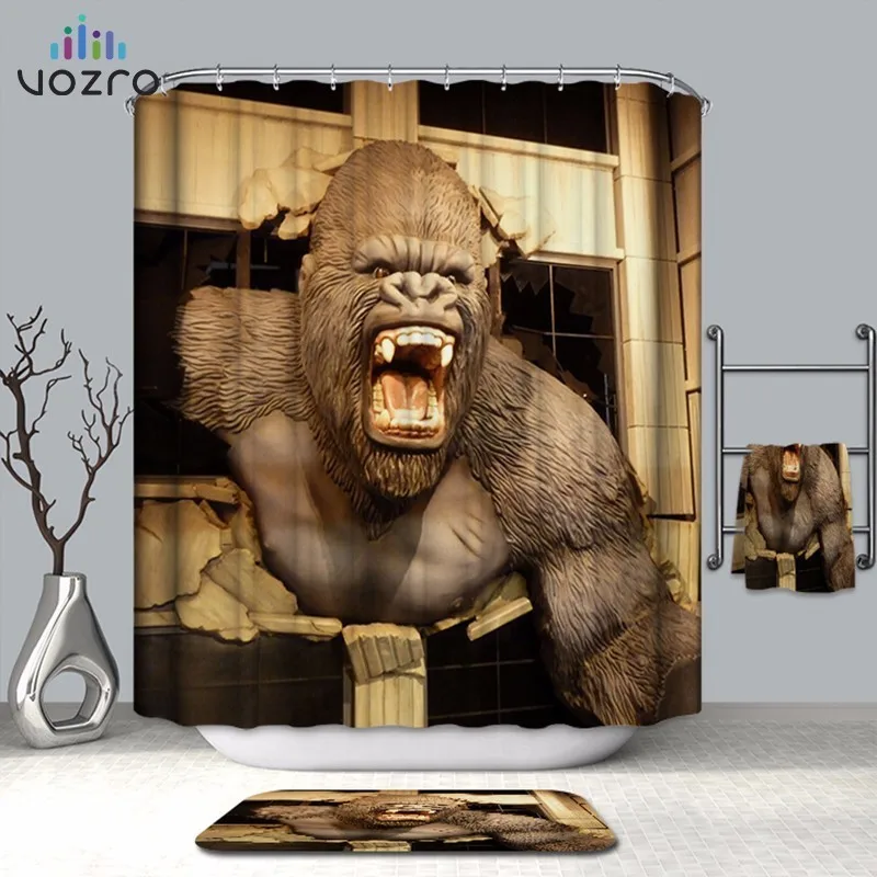 

VOZRO Bath Natural Quality Of Bathroom Waterproof Totem Animal Farm Miniatures Bape Pascoa Simple Shower Curtain Douchegordijn