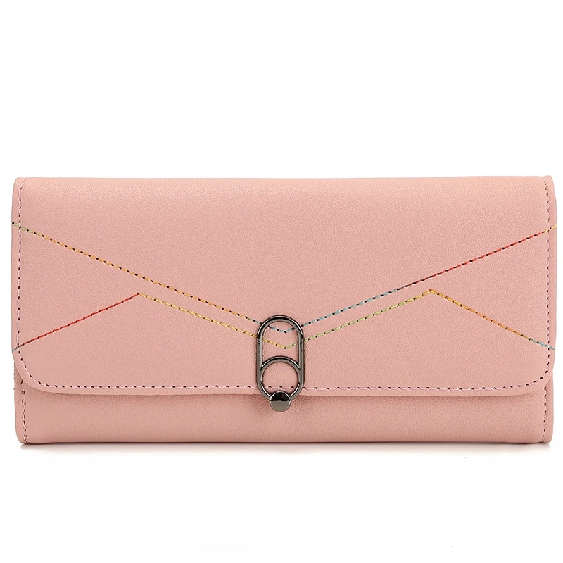 

Ladies Long Wallet Korean Fashion Clutch Bag 3 Fold Pu Wallet Simple Female Hand Grasping Foreskin Large Capacity