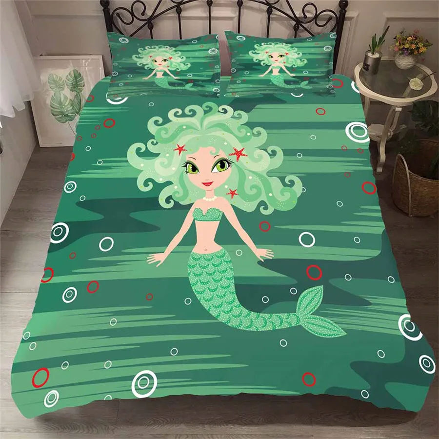 

Bedding Set 3D Printed Duvet Cover Bed Set Sea Mermaid Home Textiles for Adults Lifelike Bedclothes with Pillowcase #MRY30