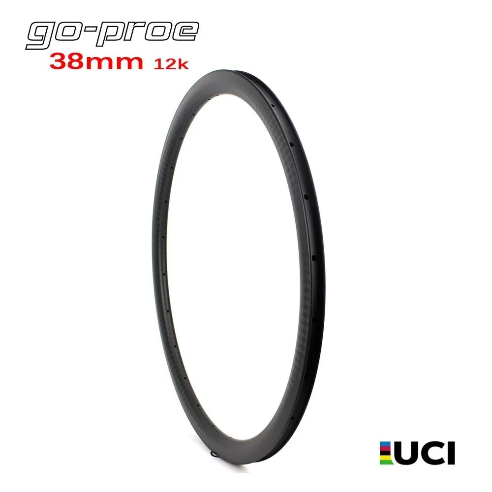 Cheap Disc Brake 700c Carbon Fiber Road Rim 12k Matte Tubular Clincher Tubeless  25mm Or 27mm Width Customized 30/47/50/60/88mm 1