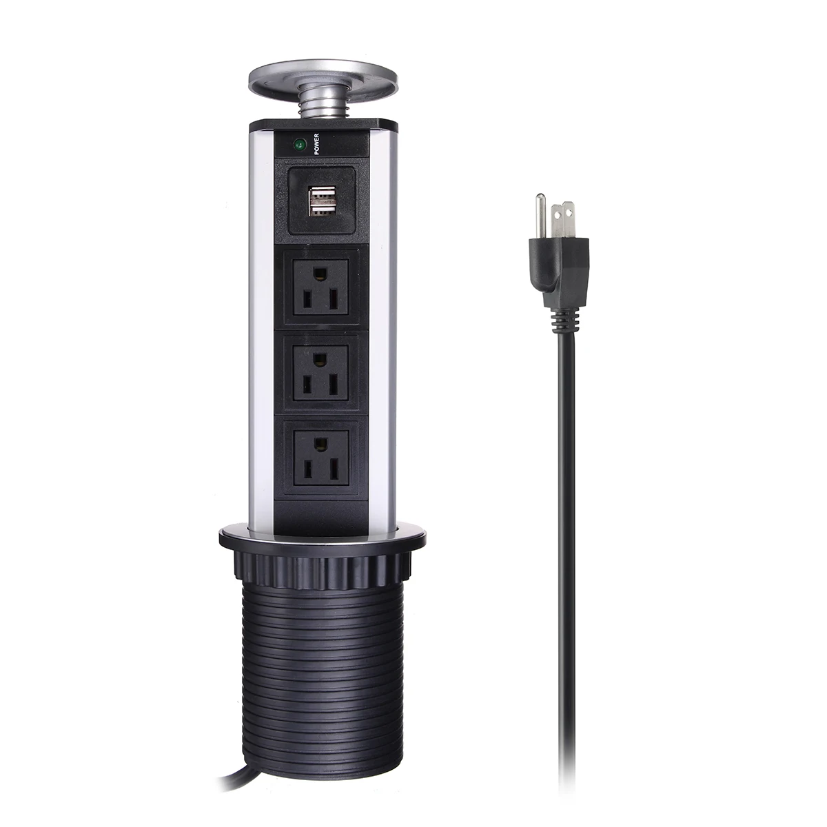  Enchufe europeo/USPlug 3 energía mesa de cocina enchufe eléctrico 1 Led + 2 carga USB estante de al