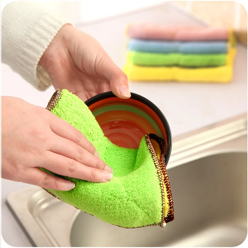 Полотенце из микрофибры для мытья, кухонное полотенце, 1 шт., впитывающее полотенце из микрофибры для дома, кухонное полотенце для мытья, чистая ткань 25*15 см