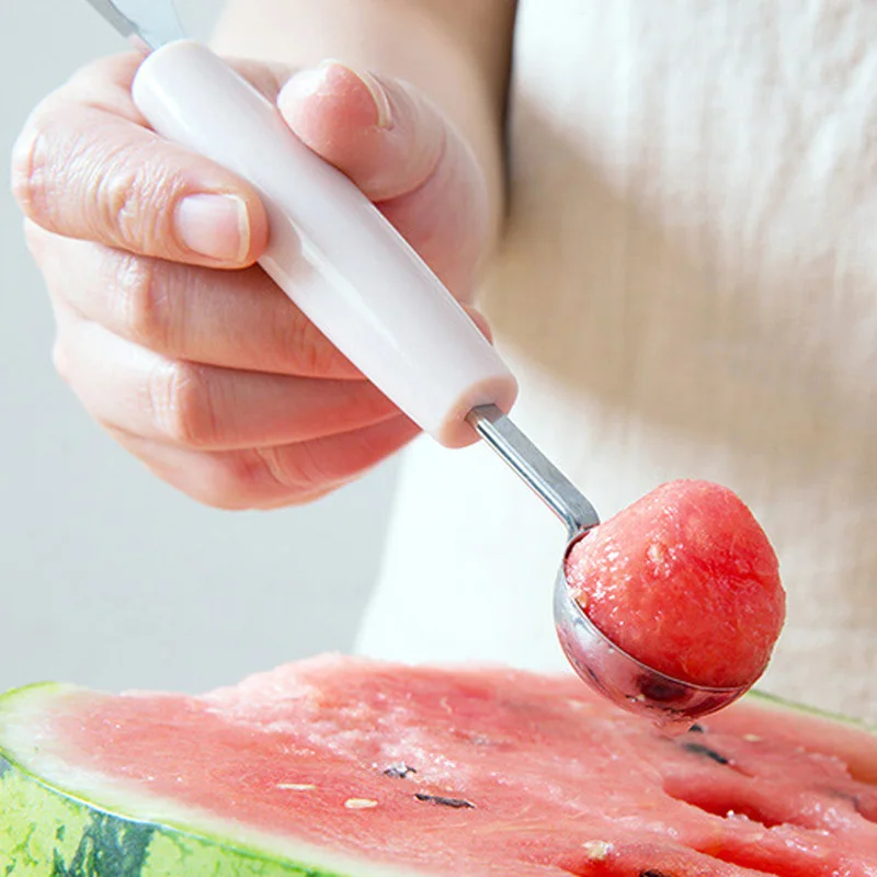 

Originality Dual Double-end Dig Ball Spoon DIY Watermelon Ice Cream dig Spoon Kitchen Gadgets Portable Carving Tool Melon Scoop
