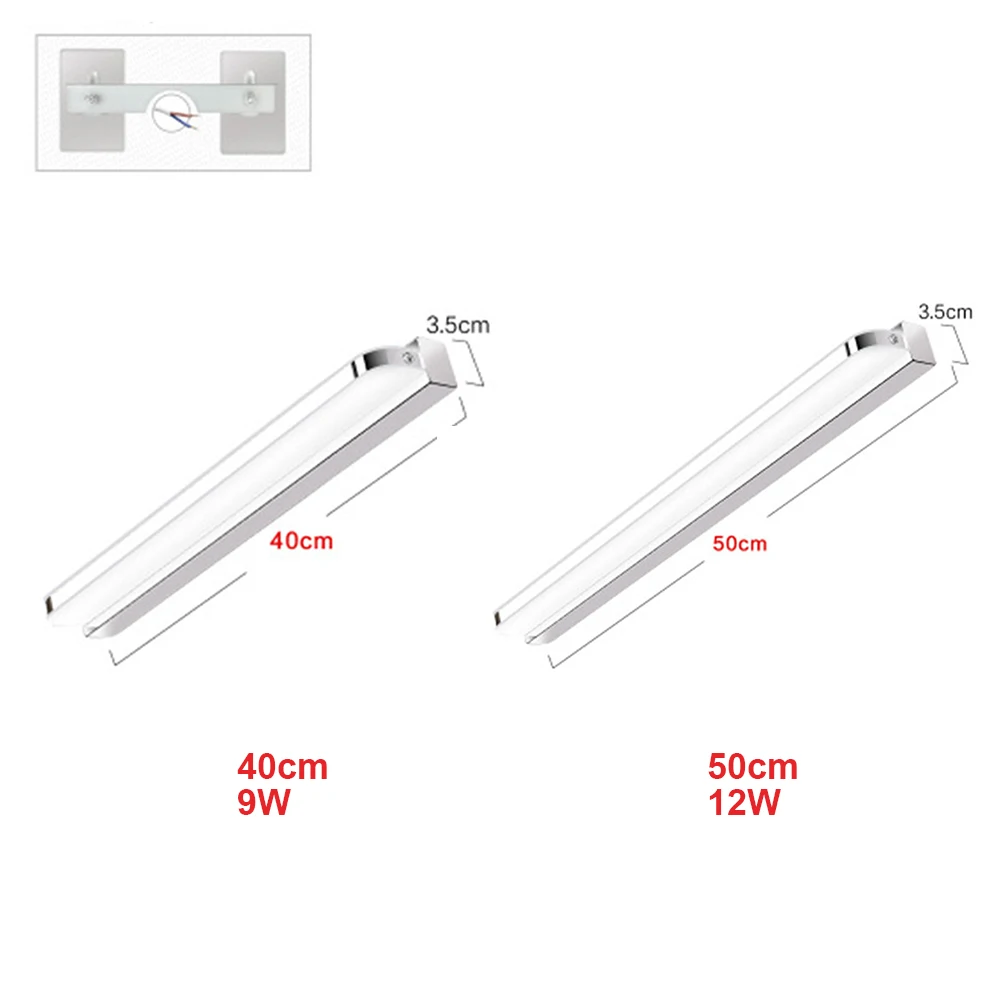 LED مرآة ضوء 40/50 سنتيمتر 9 W/12 W AC90 ~ 240 V للماء التجميلي الحديث الاكريليك جدار مصباح للحمام الغرور ضوء الشمعدان مصباح