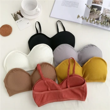 

Girls padding Stretchy Camis Top with Separated Bra Woman Wire Free Bra Tank Tops Intimates Female SS2026