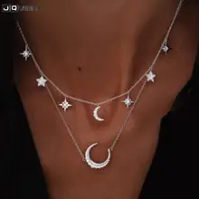 Богемная цепочка с Луной и звездой, многослойное золотое ожерелье с подвеской, Женский винтажный Свадебный свитер с чокером, ожерелье, ювелирные изделия, аксессуары