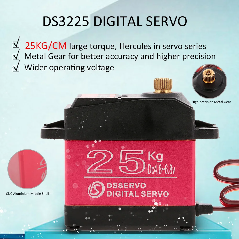 DSSERVO DS3225 25 кг металлическая шестерня с высоким крутящим моментом