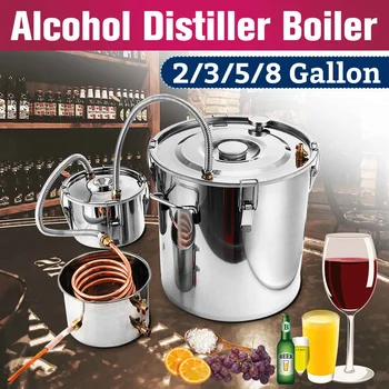 

2/3/5/8 Gallon DIY Home Brew Distiller Moonshine Alcohol Still Stainless Copper Water Wine Essential Oil Brewing Kit With Cooli