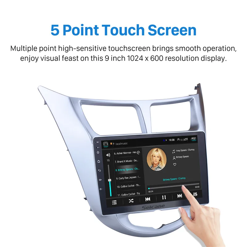  Seicane Quad-core Android 8.1 2din 9 Inch Car DVD Multimedia GPS For Hyundai Verna 2011 2012 2013 S