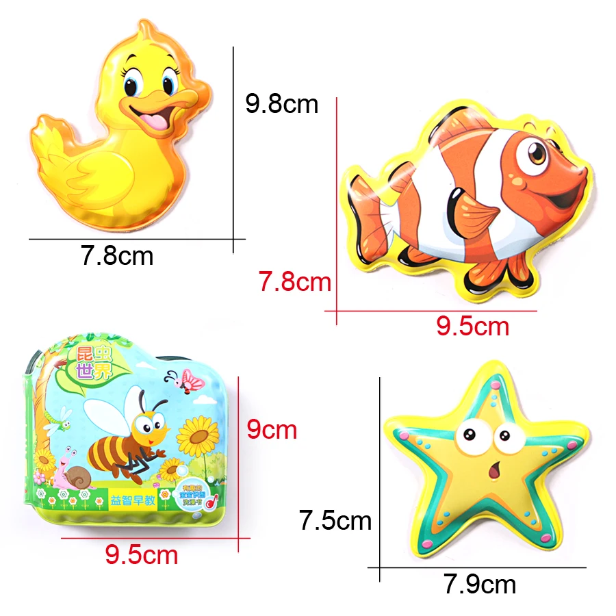New Swimming Water Bath Book with BB Whistle Animal Bath Toys For Baby Happy Bathing Time,Early Educational English Bathroom Toy 6