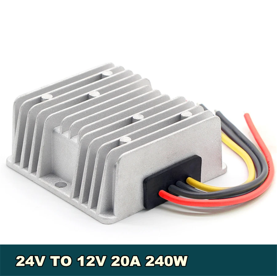 

Universal Aviation Aluminum DC 24V Buck Step Down to 12V 240W 20A Car Power Converter Regulator Adapter