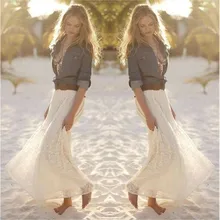 Белая хлопковая длинная кружевная пляжная юбка для лета, свадебная юбка, плиссированная фатиновая юбка в стиле ретро для свадьбы, женская школьная юбка макси, новинка