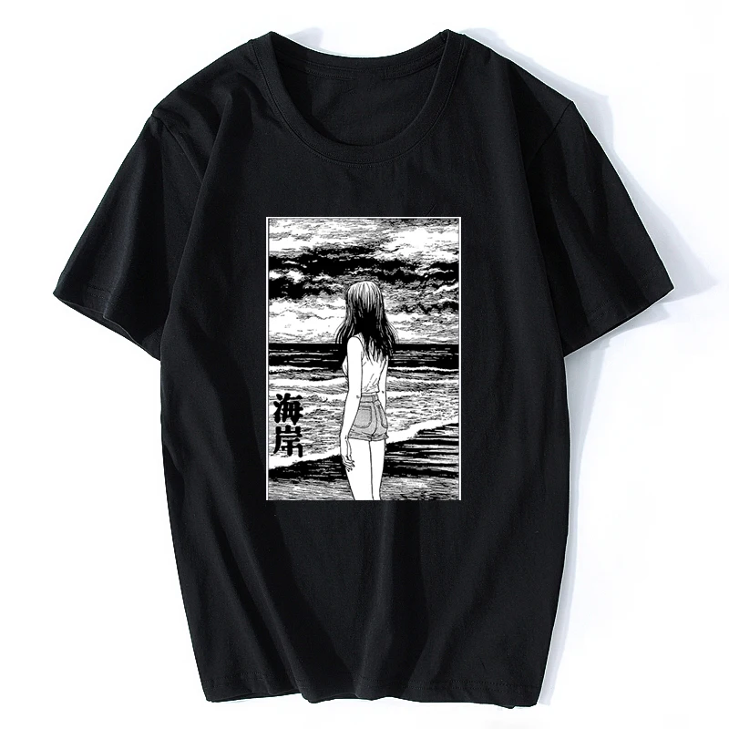 

Uzumaki Custom T Shirts Japan Sea Horror Manga Tshirt Junji Ito Tees Anime Adult Round Neck Short Sleeve Otaku Tees Cotton Men